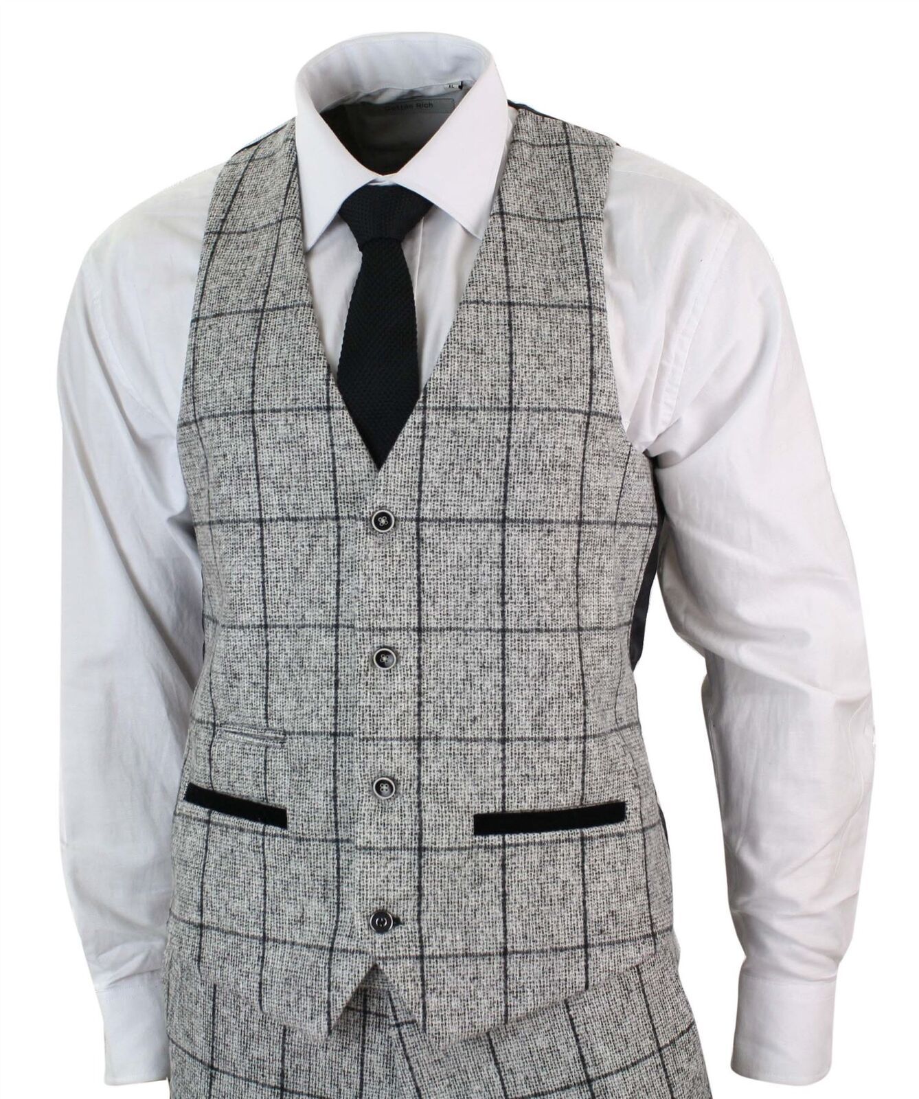 Costume Homme Mens Suits Tweed Gris Clair Carreaux Noirs Style Vintage Rétro Fashion Wedding Tuxedos Groom Grey Jacketpantsvest Tuxedos For Toddlers