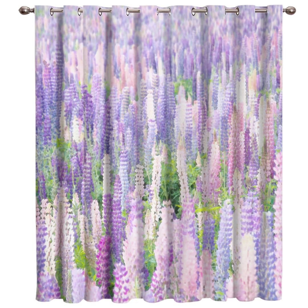 2019 Lavender In Watercolor Style Window Curtains Dark Curtain Rod