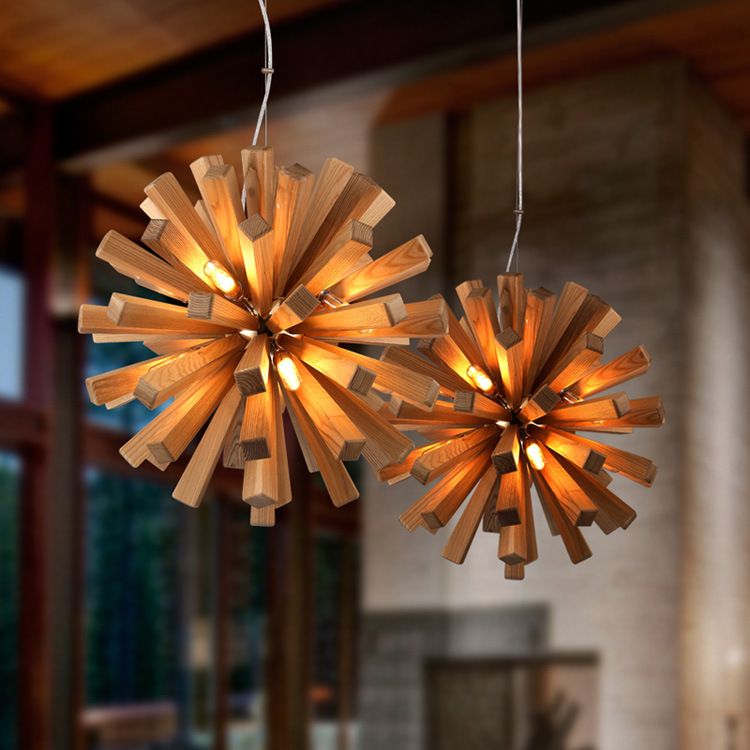 Bulk Nordic Ball Solid Wood Led Chandelier American Personality Rural Modern Minimalist Art Lamp Japanese Restaurant Pendant L54 From Ledleader 199 8 Dhgate Com Solid Wood Led Chandelier American, Wood Sculpture Chandelier