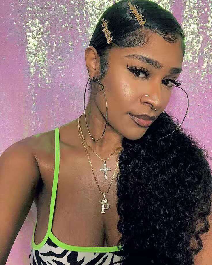 Sleek Low Afro Kinky Curly African American Ponytail 140g Clip In