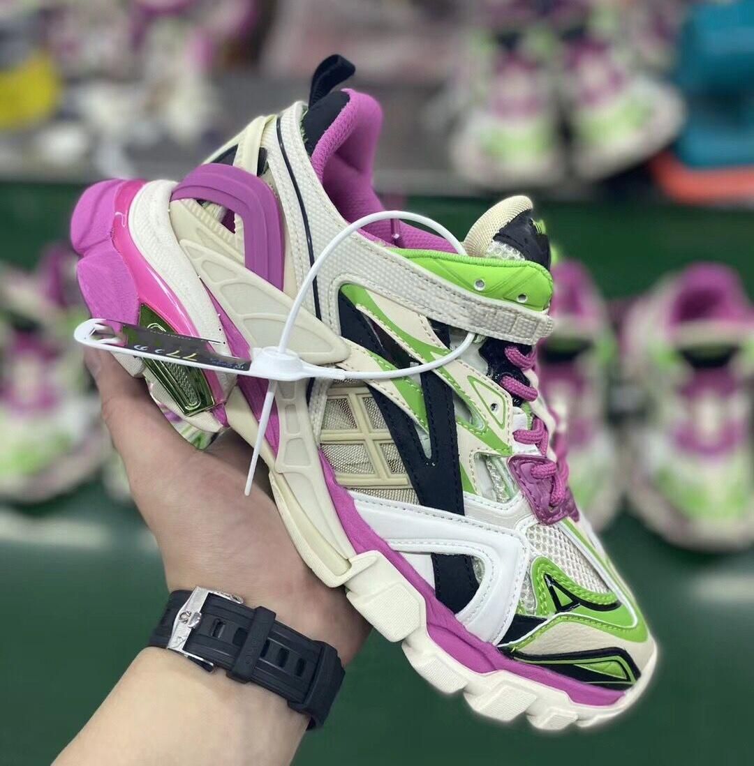 Acheter Pas Cher Track.2 Sneaker Desginer Chaussures Fluo Vert Violet Bleu  Blanc Semelle En Caoutchouc Chaussures Hommes Femmes Sneaker Triple S  Chaussures Casual Vintage Luxe Unisexe Du 142,66 € | Fr.Dhgate