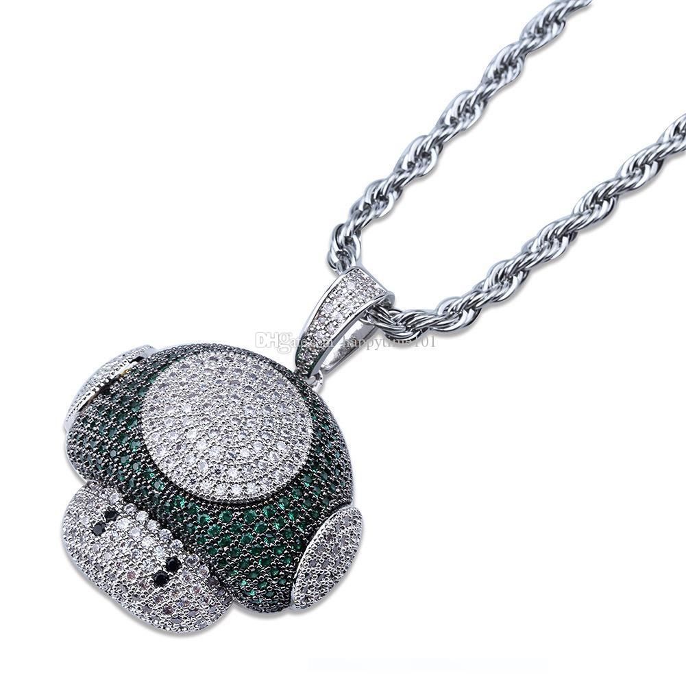 Cute Apple charm stainless steel necklace with a shiny zircon stone USA Seller