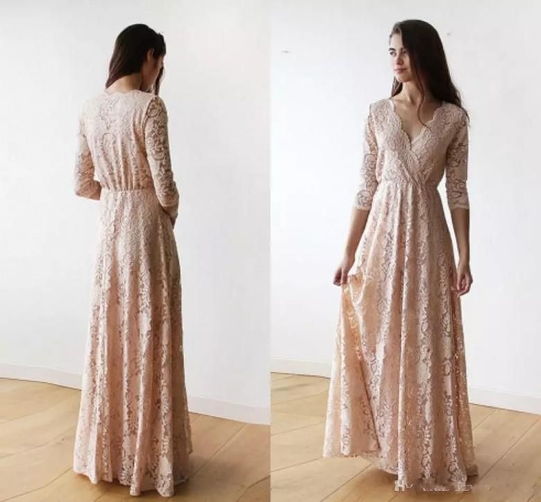 blush bridesmaid dresses long sleeve