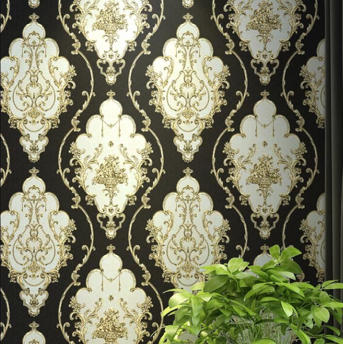 Red,Blue,Black Gold Victorian Classic European Floral Damask Wallpaper 3d  Stereo Wall Paper Roll Home Decor Living Room