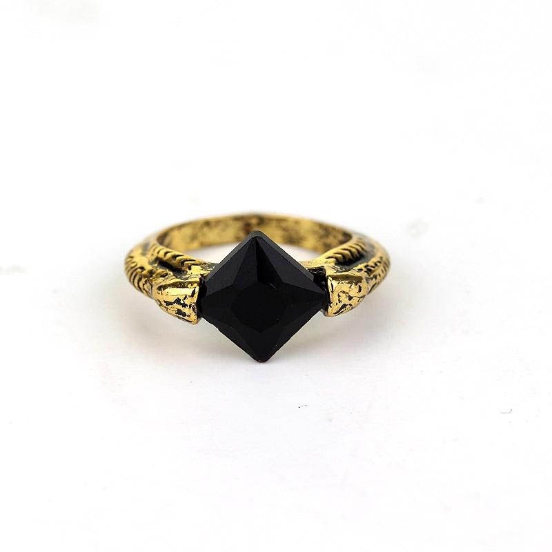 Harry Potter Deathly Horcruxes Resurrection Stone Gold Crystal Ring Dark UK Film