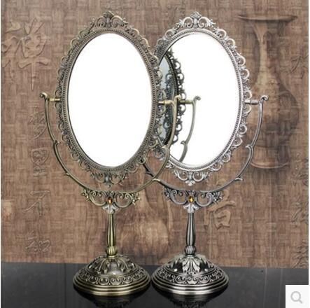 Europen Large Size Antique Metal Frame Glass Desktop Mirror Round Europen Large Size Antique Metal Frame