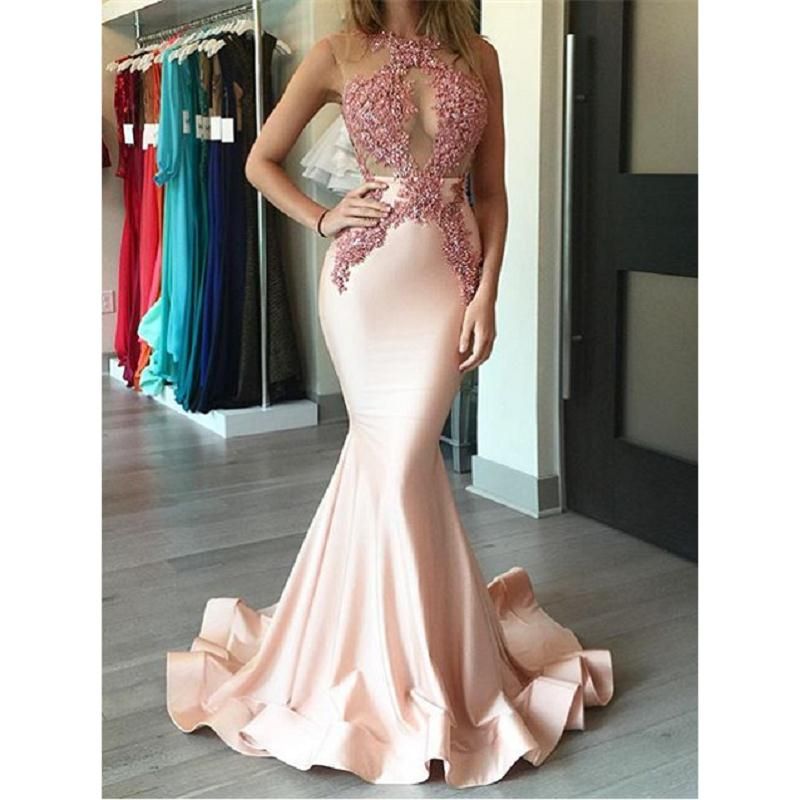 champagne fishtail prom dress