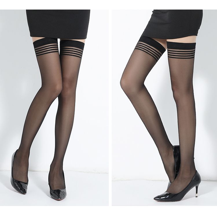 Stay-Up Women Tights Thigh-highs Pantyhose Stripes Stockings