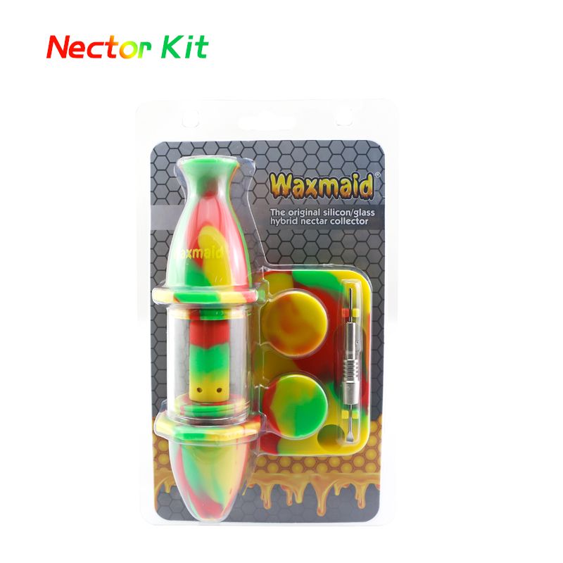 Waxmaid Nectar Collector Kit smoking accessories glass oil burner mini dab rigs ship for retail from CA warehouse