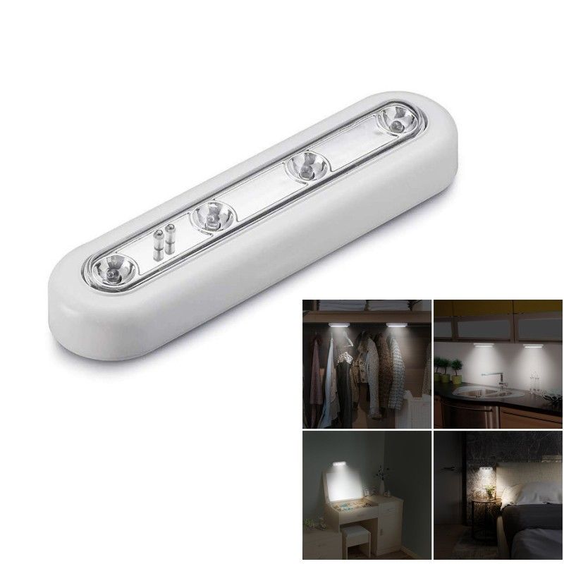 2020 Touch Sensor Light 4 LED Wardrobe Lamp Stick On Wall Under