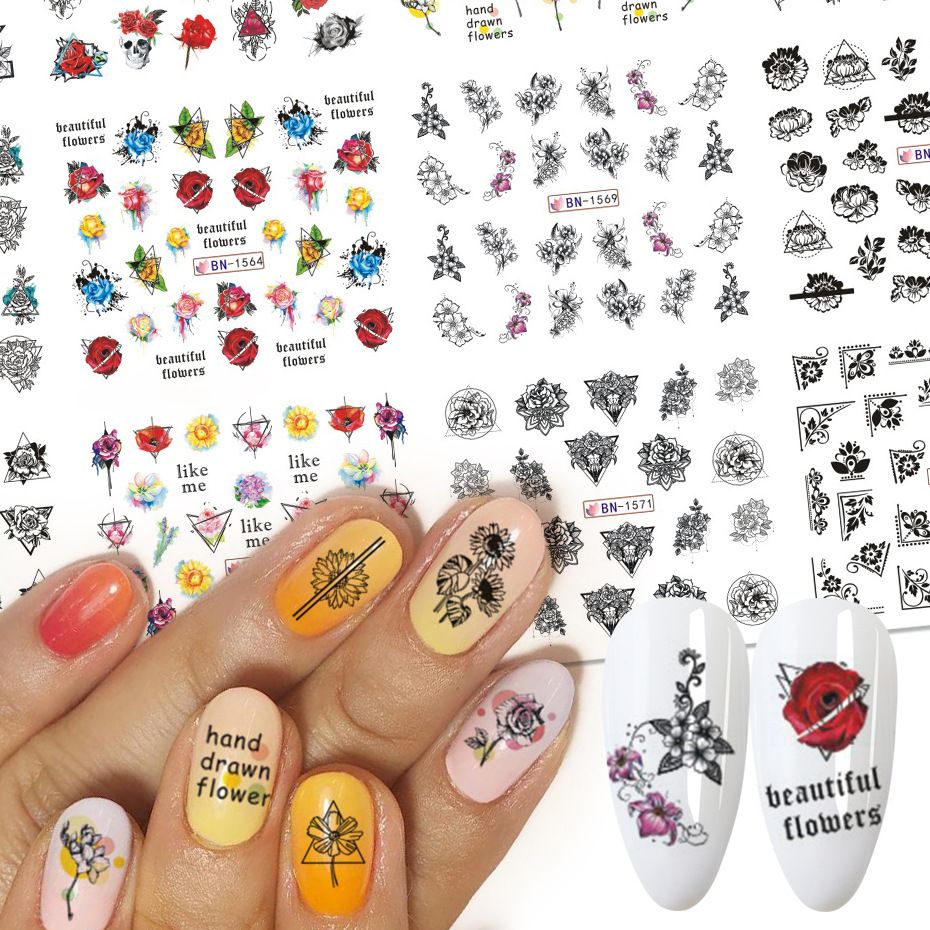 Water Transfer Decals Floral Jewelry Nail Stickers Black Geometry Hollow  Designs Wraps Slider Decoration Manicure Nails Art Supplies From Servision,  $0.95 | DHgate.Com