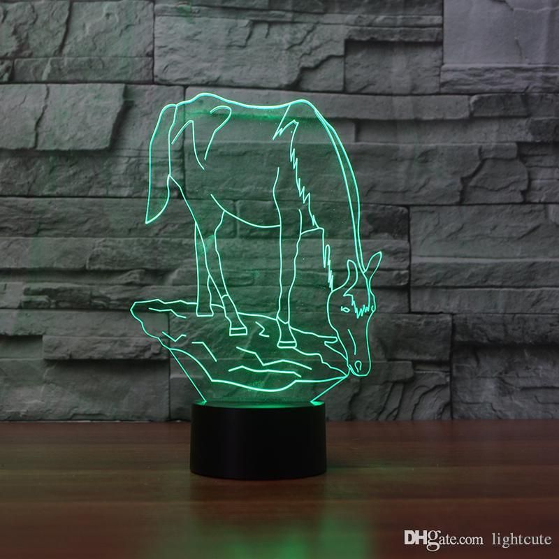compre luz de la navidad caballo acrilico lampara de escritorio 3d de la lampara 3d decoracion ilusion 3d lampara tactil 7 cambiar el color regalo