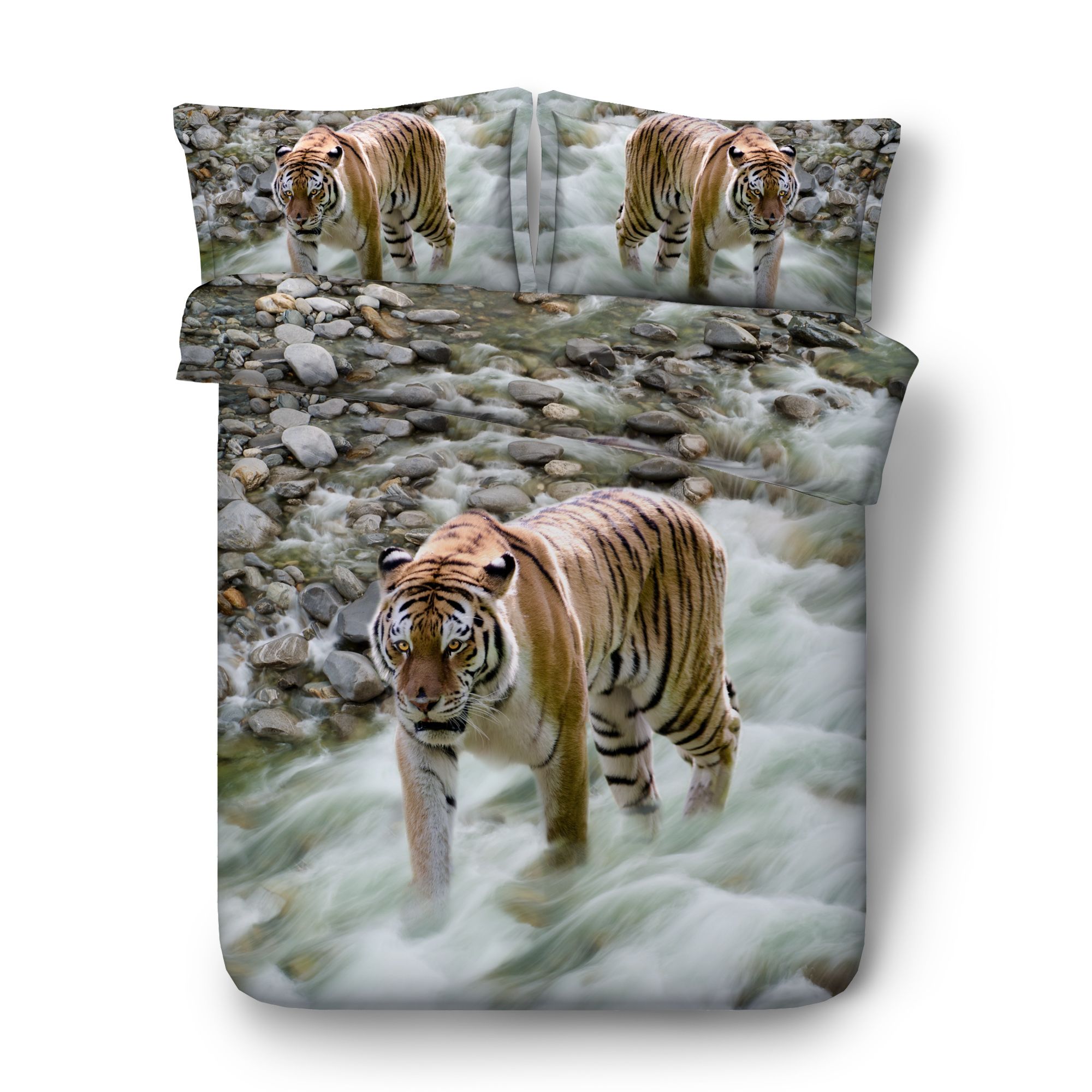 White Tiger Print Boys Bedding Sets No Comforter Duvet Cover Set