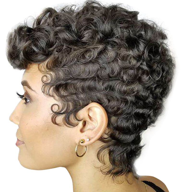 Short Natural Black Wigs Heat Resistant Synthetic Hair Water Wave