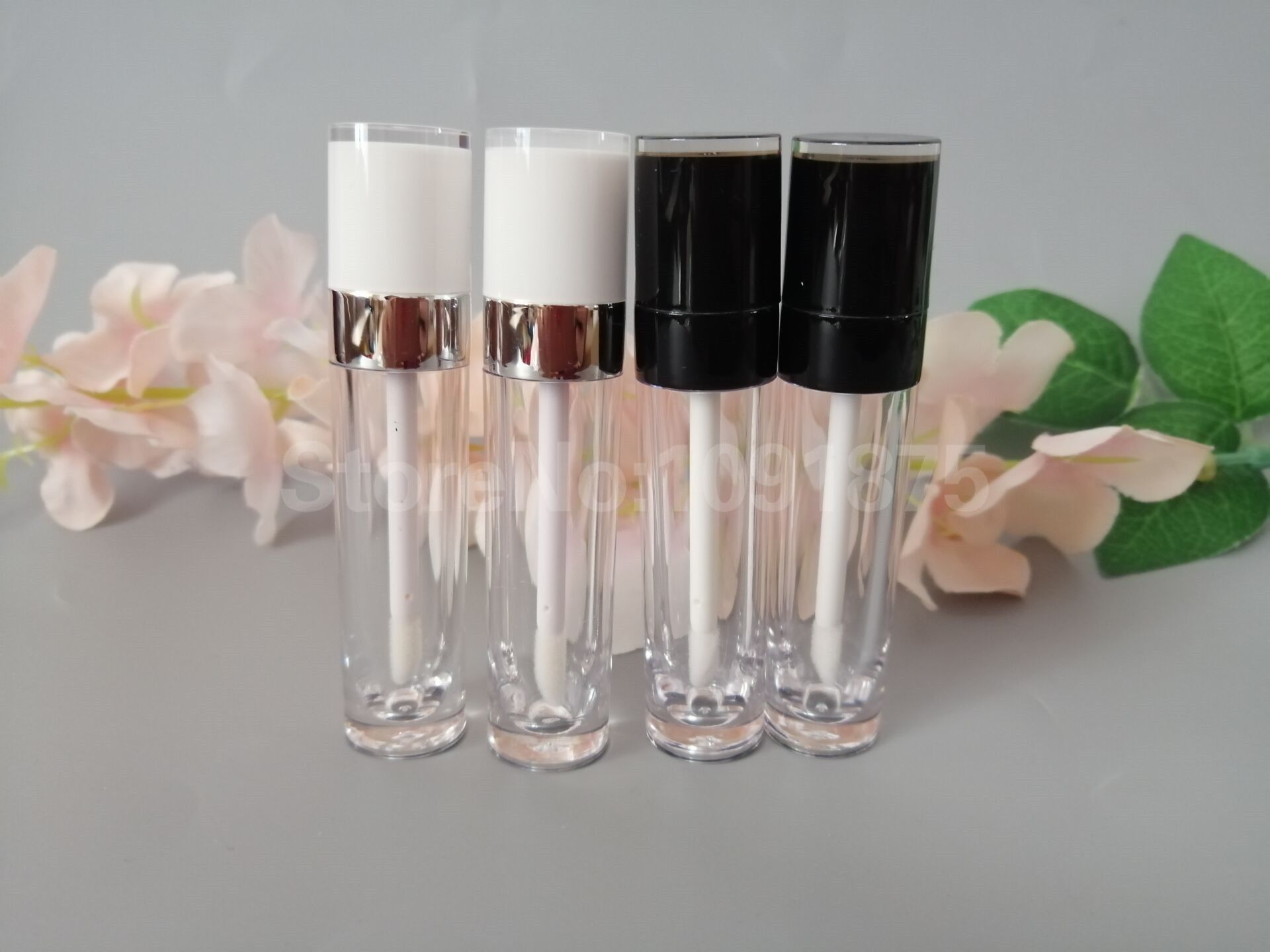 5ml Empty Lip Gloss Tubes Round Clear Lipgloss Tube Black White Lid Lip