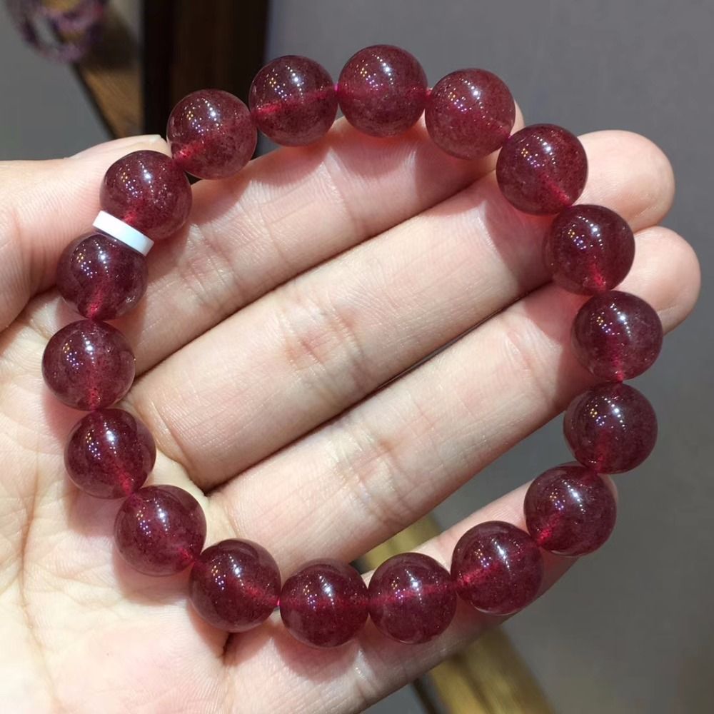 2020 Genuine Natural Red Strawberry Quartz Bracelets Women Lady Stretch