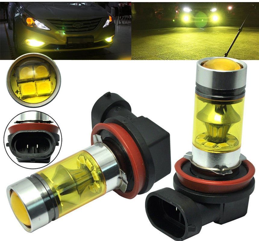 2 Pieces Replacement H4 100W 4300K Yellow LED Fog Driving Light Bulbs Lamp