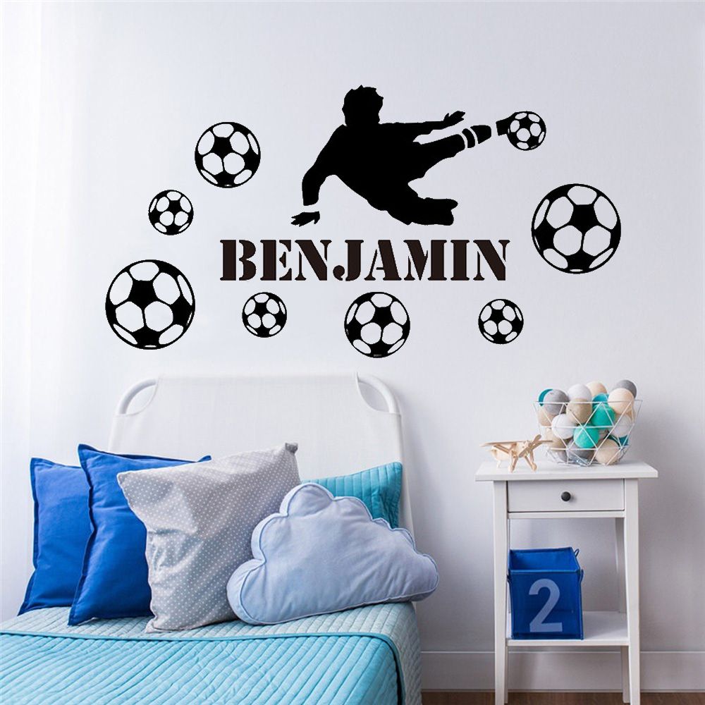Personalised football Wall sticker any name  CHILDRENS BEDROOM large