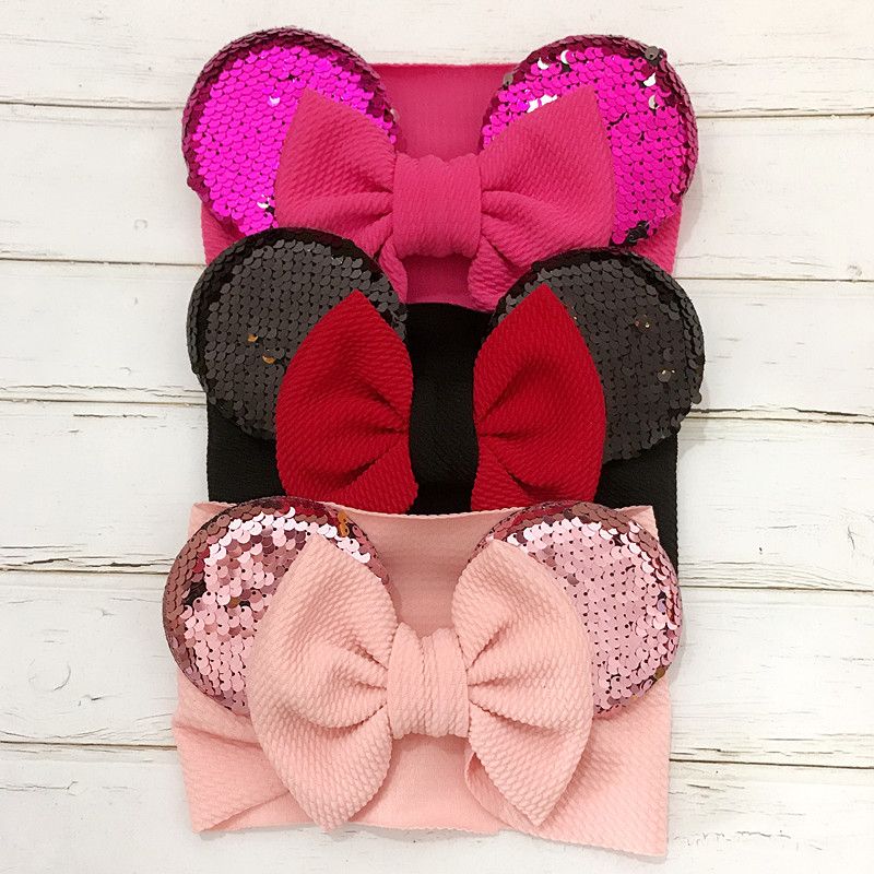 New Girls Cartoon Mouse Ears Headband Big Hair Bow Headband Headwrap Fabric Elastic Bowknot DIY Hair New Girls Cartoon Mouse Ears Headband Big Hair Bow Headband Headwrap Fabric Elastic Bowknot DIY Hair