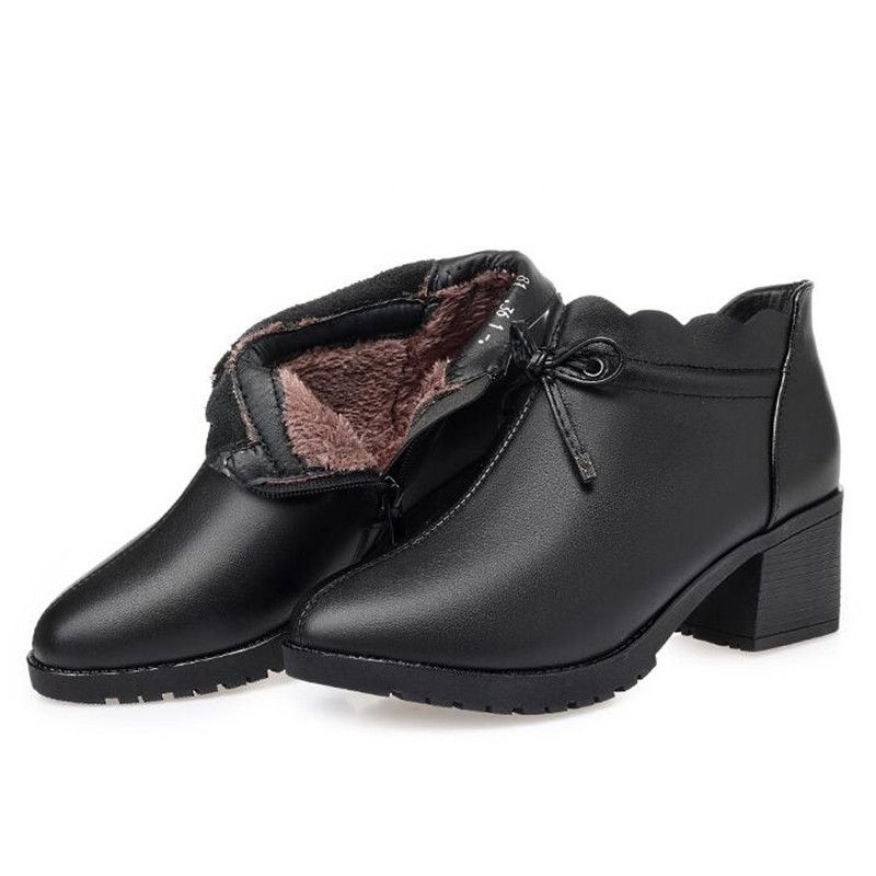Großhandel 2019 Herbst Winter Frauen Schuhe Stiefel Bogen Herbst winter neue rindsleder frauen schuhe, hohe weichen