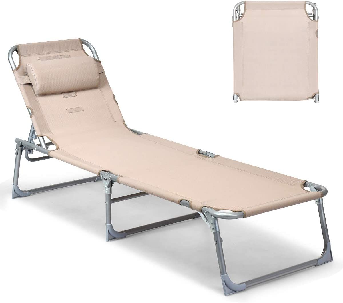 Adjustable Chaise Lounge Chair Recliner W/Sunbathing Tanning Face Down