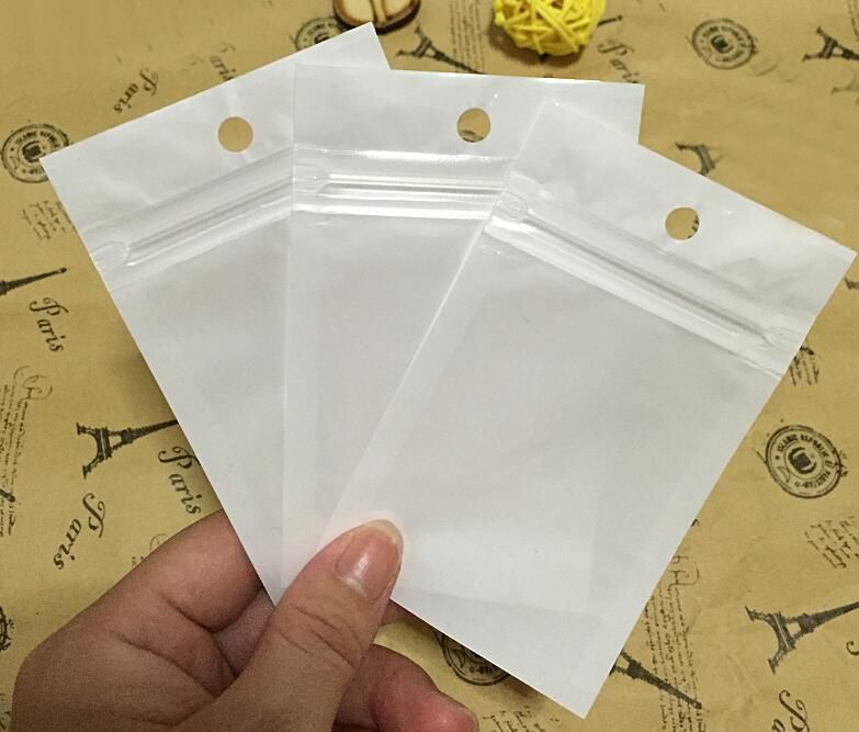 16*24 Cm Clear White Pearl Zipper Plastic Poly Bags OPP Packing Boxes ...