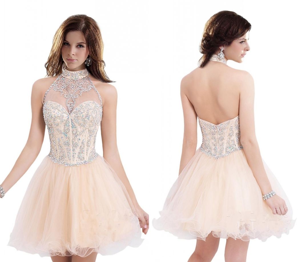 white halter dress short