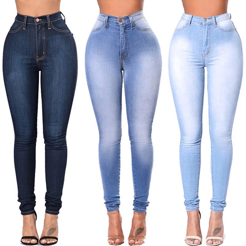 Compra Jeggings Jeans Para La Mujer Tejanos De Cintura Alta Del  Estiramiento Elástico Damas Mujer Washed Denim Flaco Pantalones Del Lápiz S  3XL Barato | Entrega Rápida Y Calidad | Es.Dhgate
