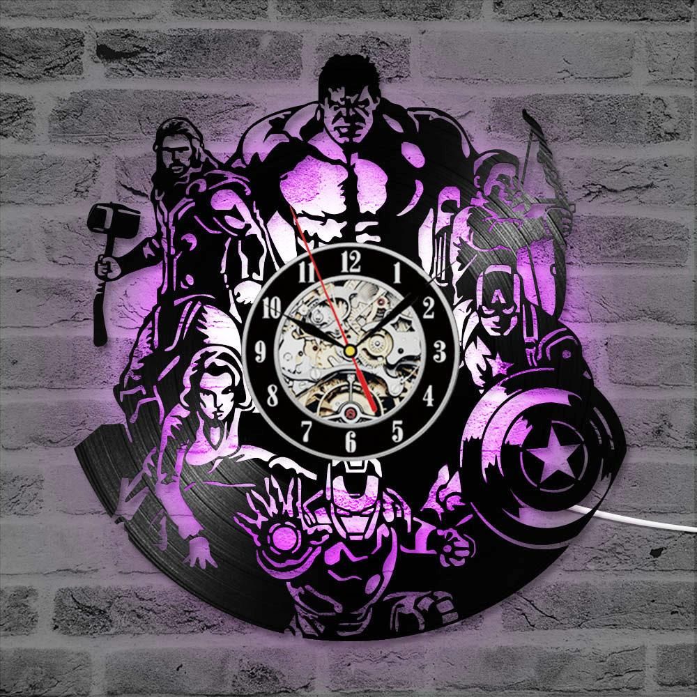 Details about   LED Clock Avengers Vinyl Record Wall Clock Led Light Wall Clock 1933 