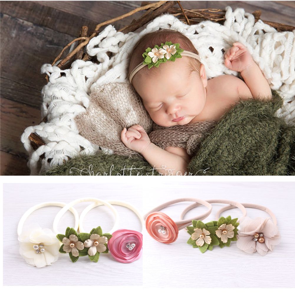 Beauty 3Pcs Baby Girls Infant Toddler Flower Bow Headband Hair Band Accessories\