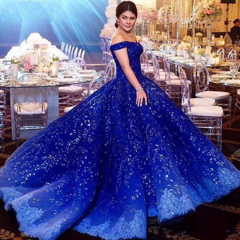 Luxury Dubai Royal Blue Quinceanera ...
