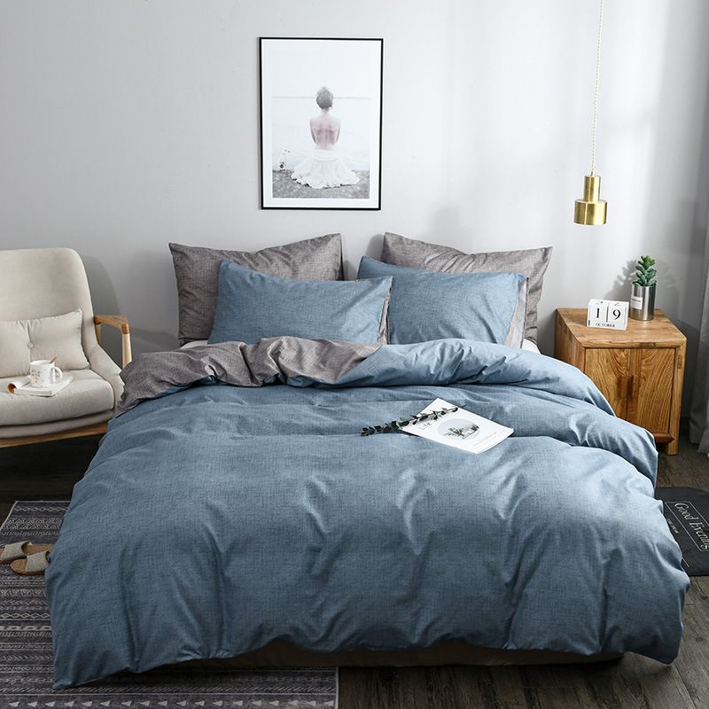 Denisroom Blue Duvet Cover Solid Color Quilts And Bedding Sets