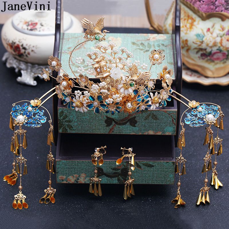 Janevini Traditional Chinese Style Bridal Headdress Ancient