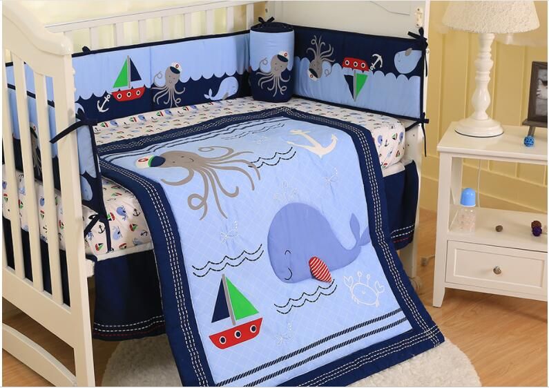 New Arrival Baby Bumper Sets For Infant Boy Crib Bedding Set Happy