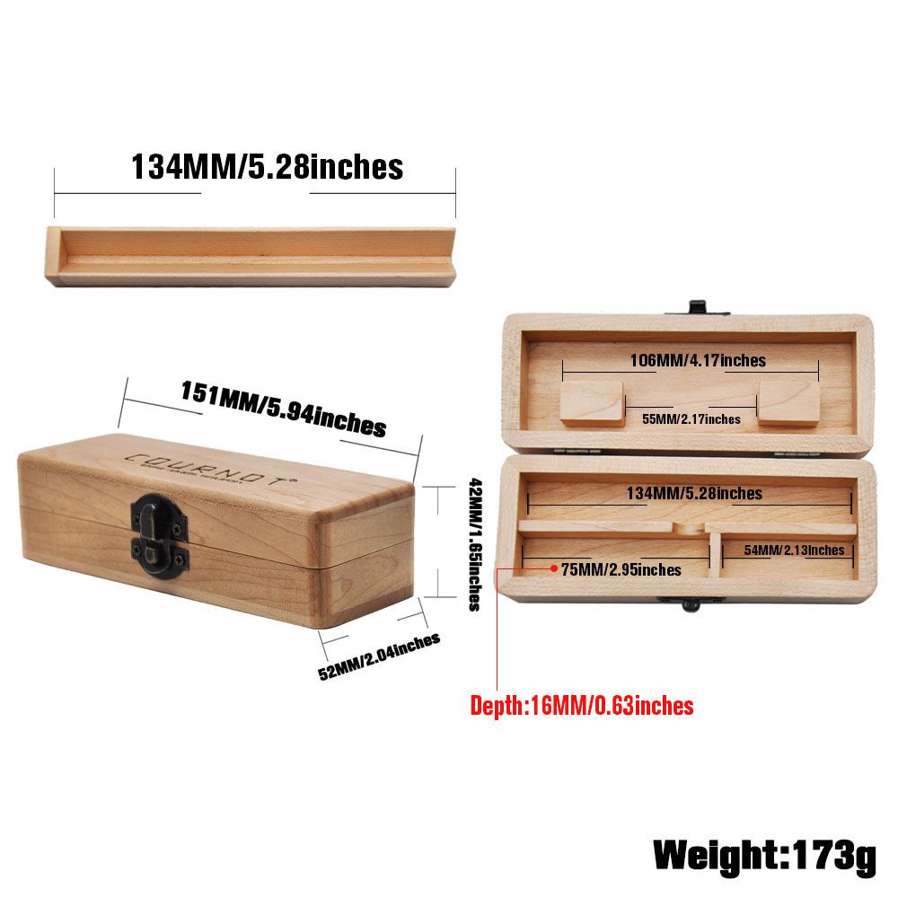 1 X Wood Stash Box With Rolling Tray Natural Handmade Tobacco Herbal Storage Box 