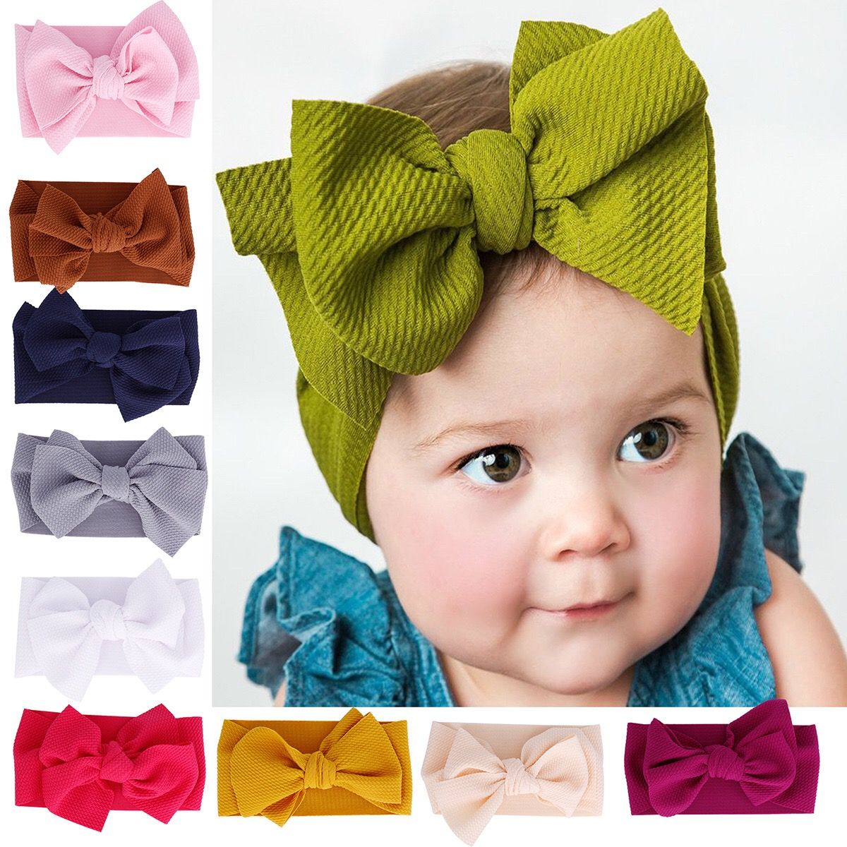 Baby Girls Kids Toddler Sweet Bow Knot Hairband Headband Stretch Cloth Head Wrap