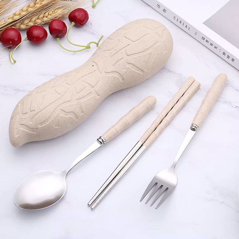 Stainless Steel Camping Tableware Set Bowl Spoon Chopsticks Outdoor Cutlery