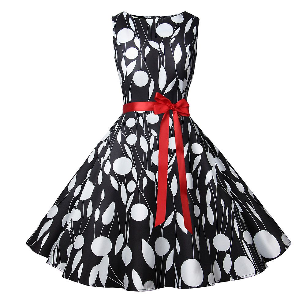 Women Vintage Dress Robe Pin Up Dress Retro Vintage 50s 60s