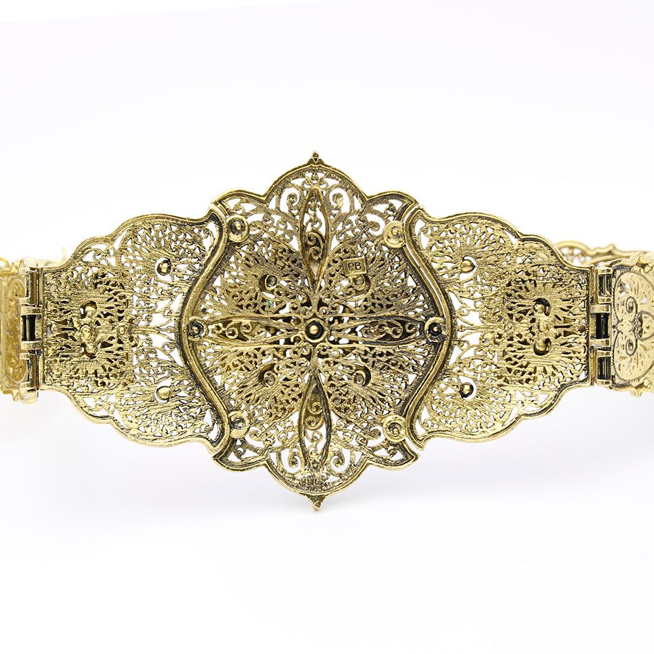Bracelet,Ethnique Femmes Emboss Fleur R/ésine Bracelet Manchette Antique Couleur Or Rome Bracelet en Maille Bijoux Albanie Inde Bridal Brassard