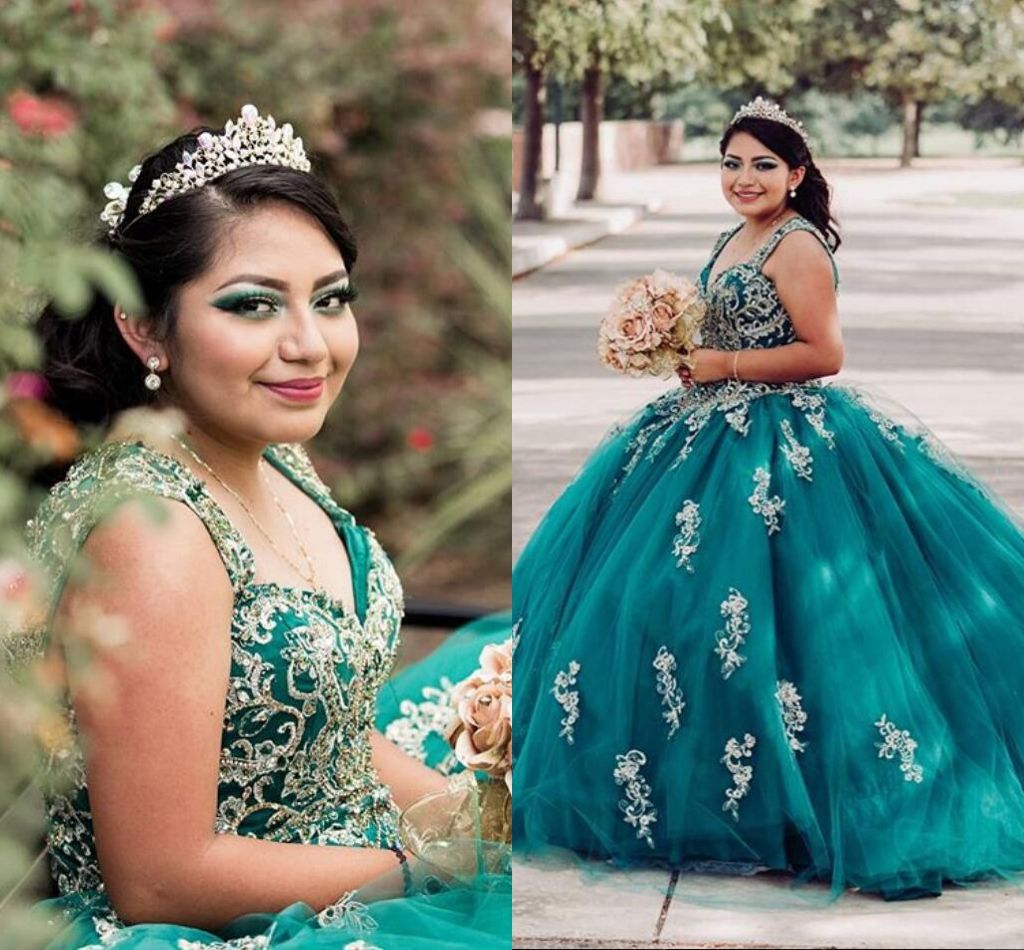 New 2020 Peacock Blue Tulle Ball Gown 