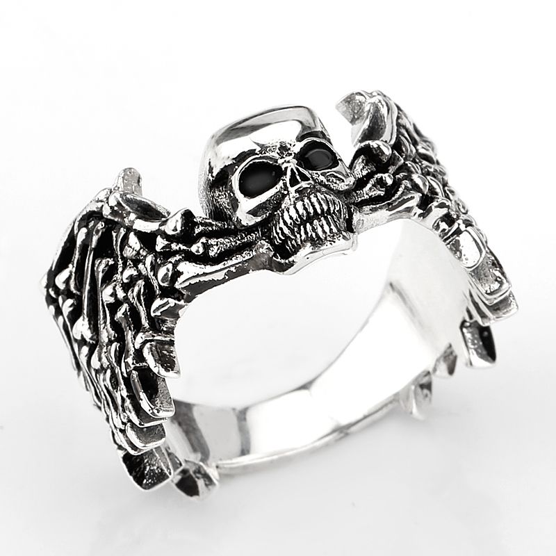 Biker Skull Ring Men Gothic Skull Ring Silver 925 Skull Ring Men Ring Punk Rock Skeletons Ring