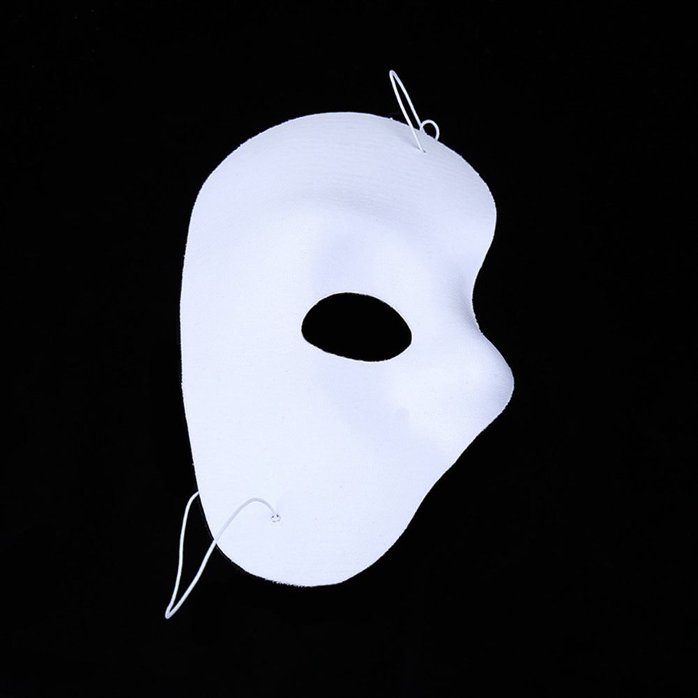 White Half Face Phantom Of The Operah Face Mask Halloween Fancy Dress