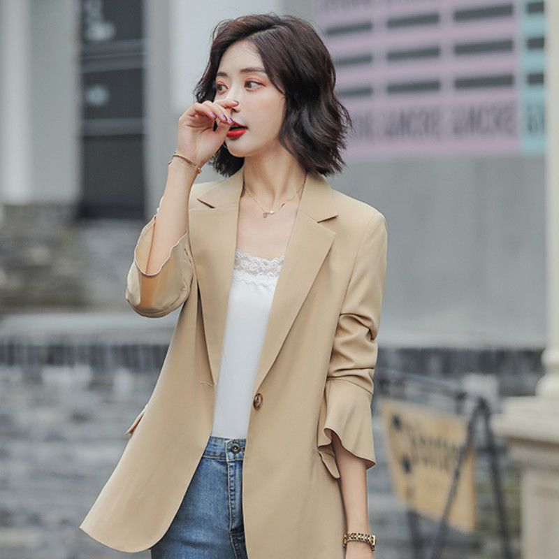 Compra Trajes De Mujer Blazers Coreano Folleto Damas Blazer Beige Simple  Casual Traje Chaqueta Manga Larga Elegante Chamarras Mujer Alta Calle  Mujeres MM6 Barato | Entrega Rápida Y Calidad | DHgate Spain