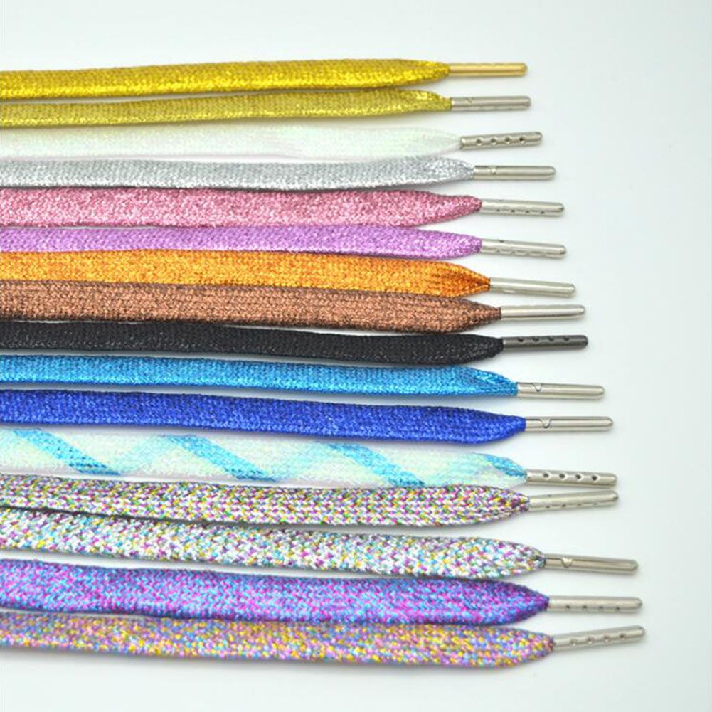2020 Flat Shoelaces Silver Metal Head Laces Camping