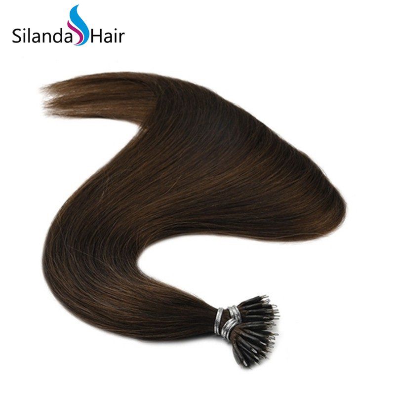 2019 Light Brown 4 Remy Hair Extension Nano Ring Link Pre Tipped