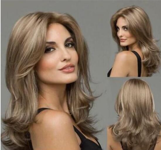 Wig New Fashion Long Wavy Hairstyle Highlight Color Synthetic Hair