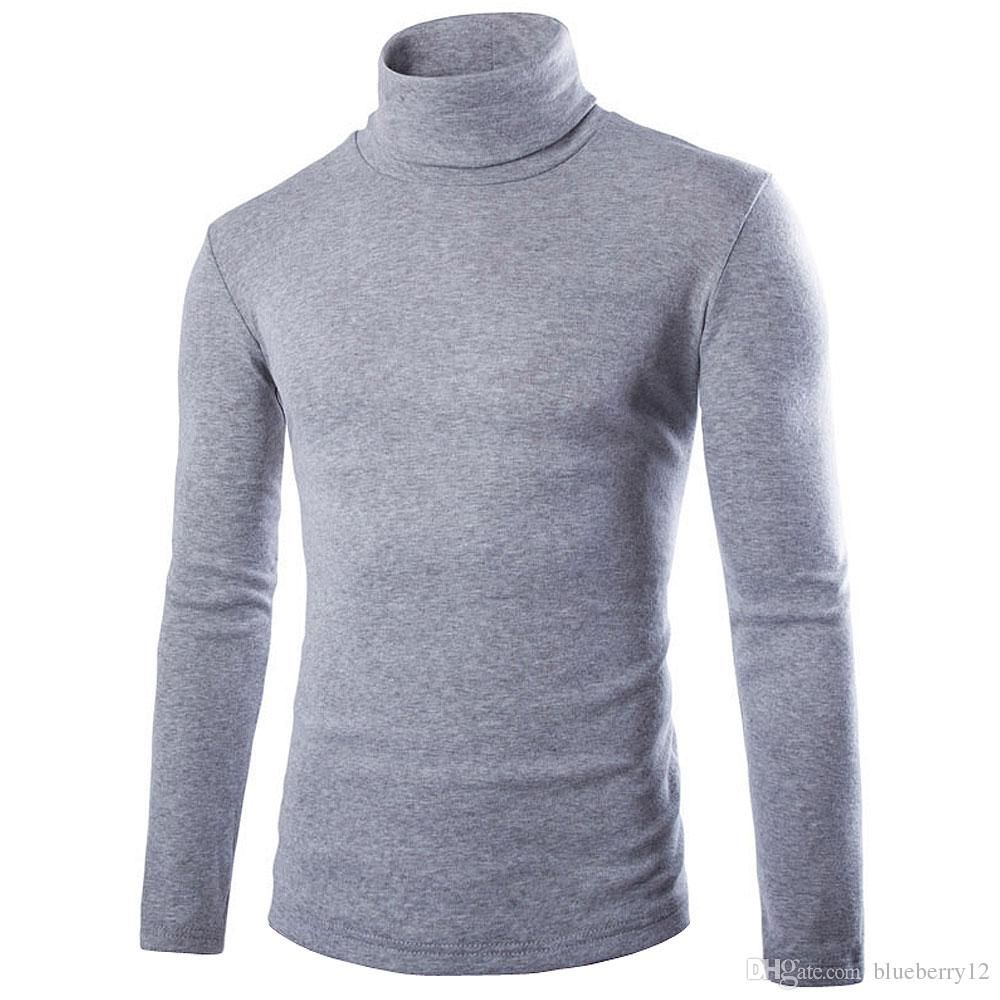 2020 Mens Winter High Collar Knitting Shirts Mens Longline Hoodies Men ...