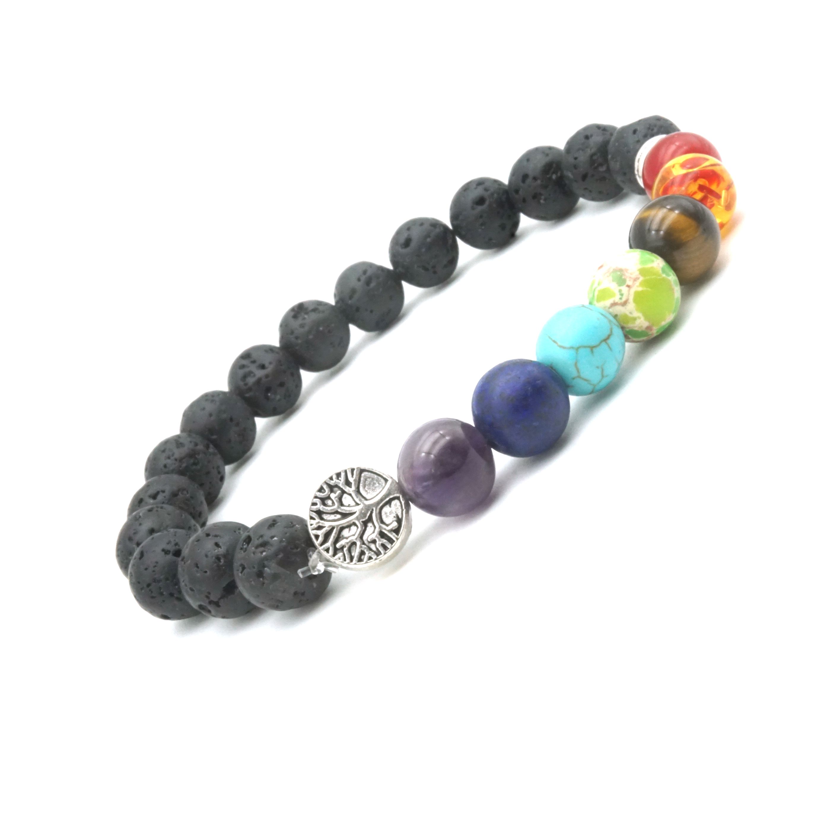 7 Chakra Healing Bracelet Men Woman Unisex 8mm Black Volcanic Lava Rock Beads Positive Energy Gemstones Semi Precious Stones Mala Meditation Lava Stone Oil Diffuser Bracelet Amazon Ca Jewelry