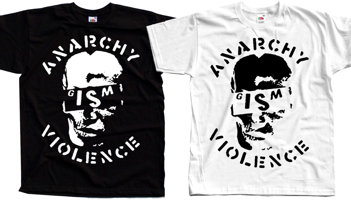 S-5XL album cover DTG T-SHIRT Anarchy Violence G.I.S.M BLACK WHITE