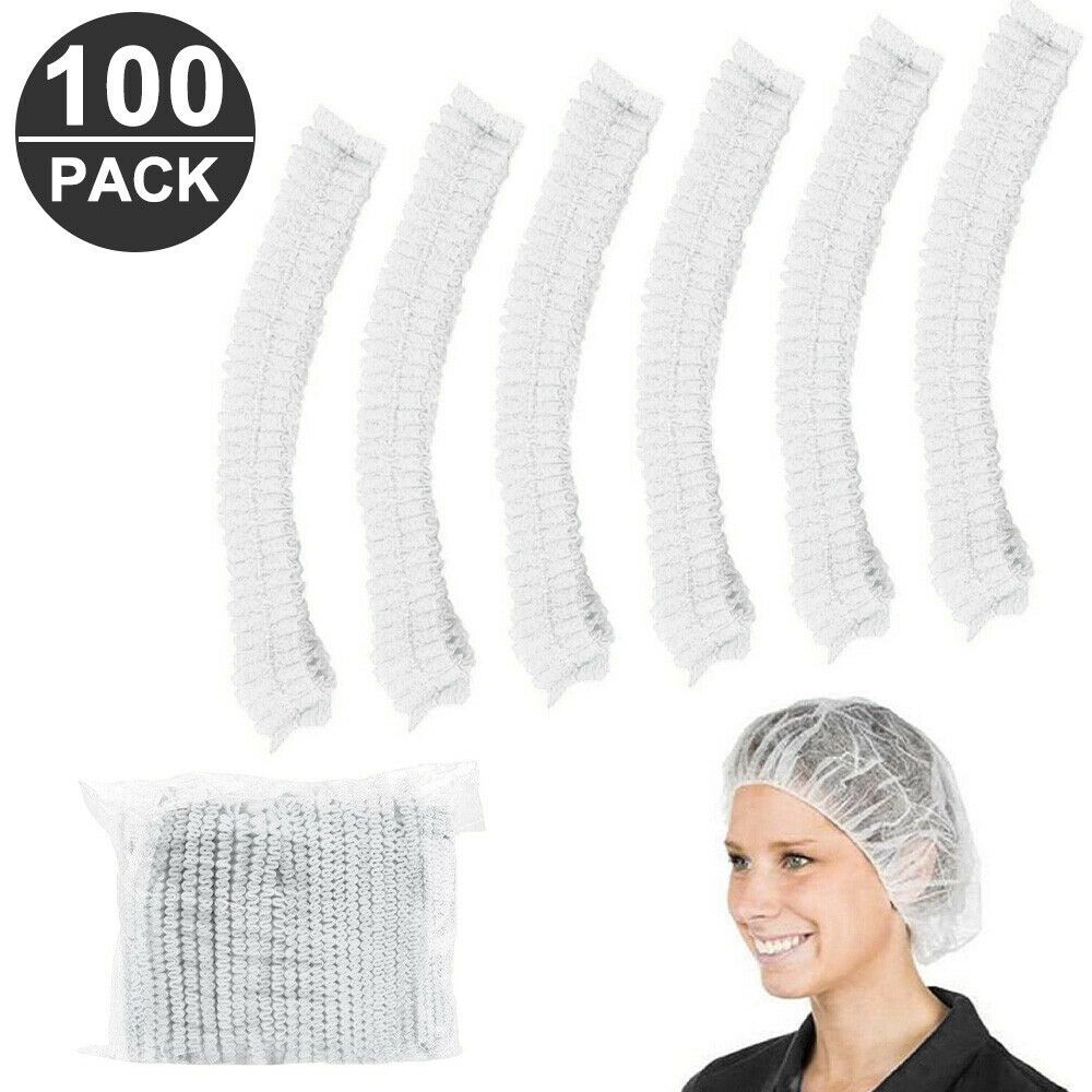100pcs Disposable Hair Net Bouffant Cap Non Woven Stretch Dust Cap Head Cover